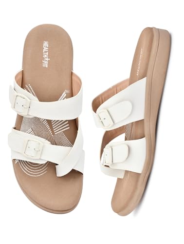 Image of HEALTH FIT EXTRA SOFT Women's Comfortable Memory Foam Doctor Slippers /Flip-Flops|Fashionable Casual & Stylish|Lightweight & Breathable|Outdoor Synthetic Casual Chappals Sandals Ladies & Girls HF30
