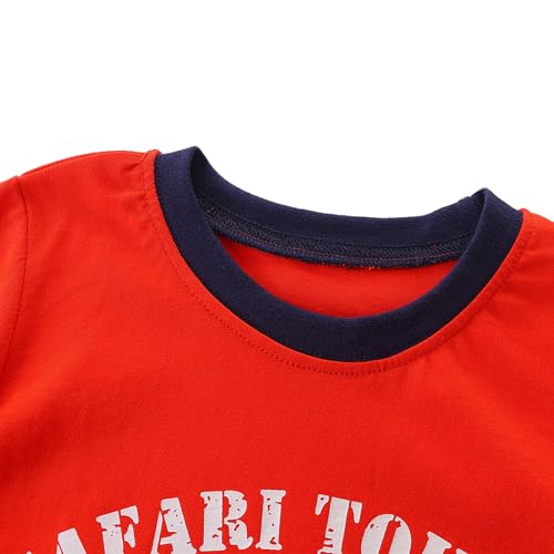 Image of LMYOVE Toddler Boy Short Set Little Boy Clothes Casual CrewNeck Short Sleeve T-Shirt and Short Sets Summer Beach Outfits(5T Red Off-Road Vehicle)