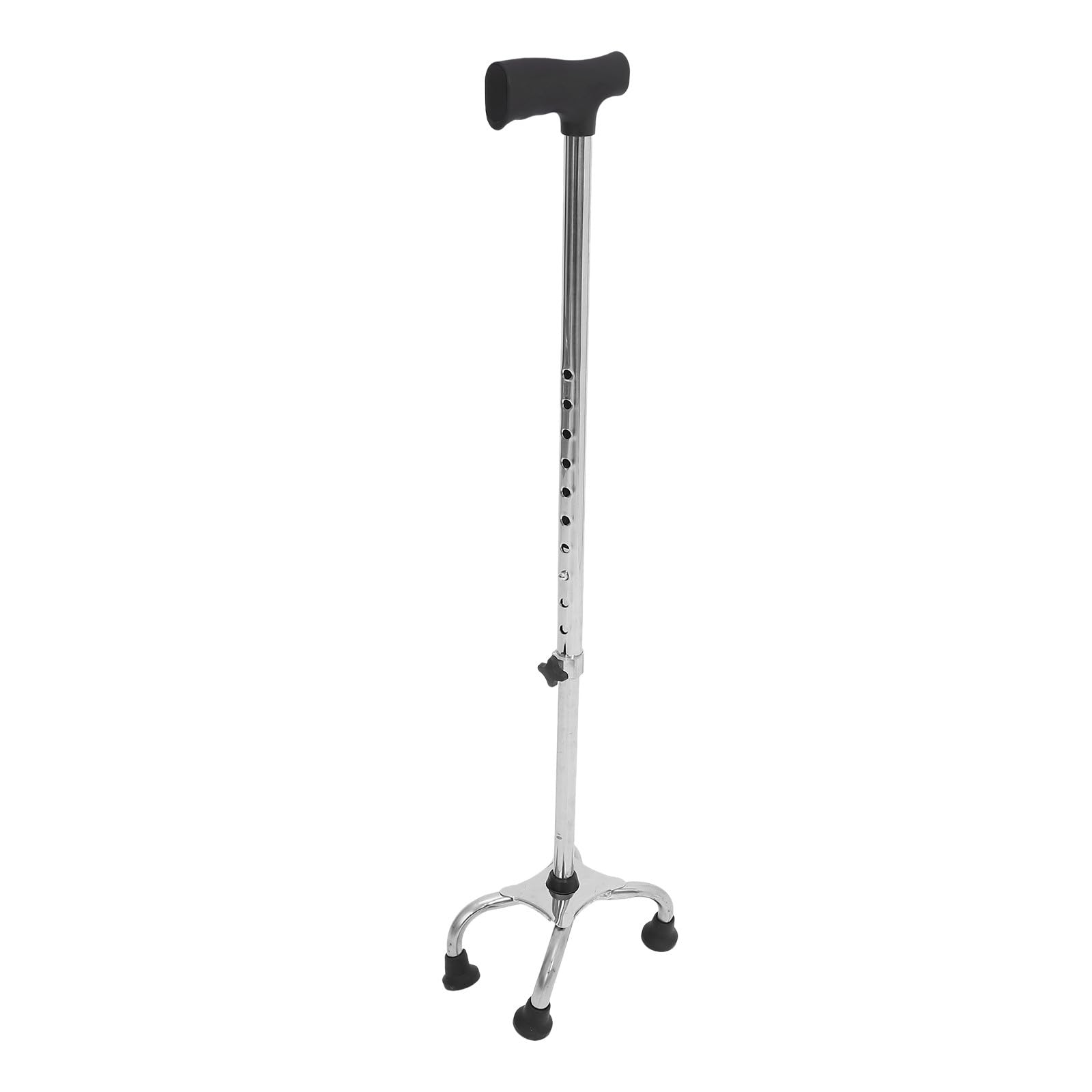 ifundom Bastón Ajustable para Caminar de Acero Inoxidable con Base Plana de Cuatro Puntas, Antideslizante y Ergonómico para Personas Mayores, Apoyo Seguro en Interiores y Exteriores