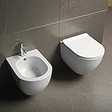 Bides sospeso 51x36.5x32 cm Generico Sanitari sospesi Installazione a Muro Vaso WC Rimless, Bidet e Sedile termoindurente con Chiusura rallentata