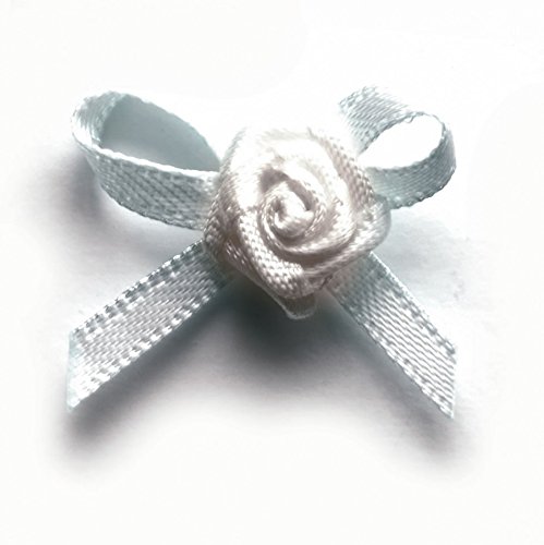 Berisfords White,Rose Ribbon Rose Centred Bows