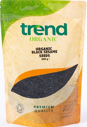 Trend Organic Black Sesame Seeds 500gGood Source of Protein Dietary Fiber Healthy Fats and Essential Minerals Certified Organic Vegan GMO-Free No Additives No Preservatives Raw