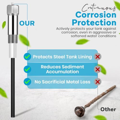Powered Electric Anode Rod for Hot Water Heater ; Reduces Scale & Sediment, Stops Corrosion, Eliminates Rotten Egg/Sulfur Odor; Titanium, Lead-Free, 20YR Warranty, 40–89 Gallon Except Bradford White — 사진 5