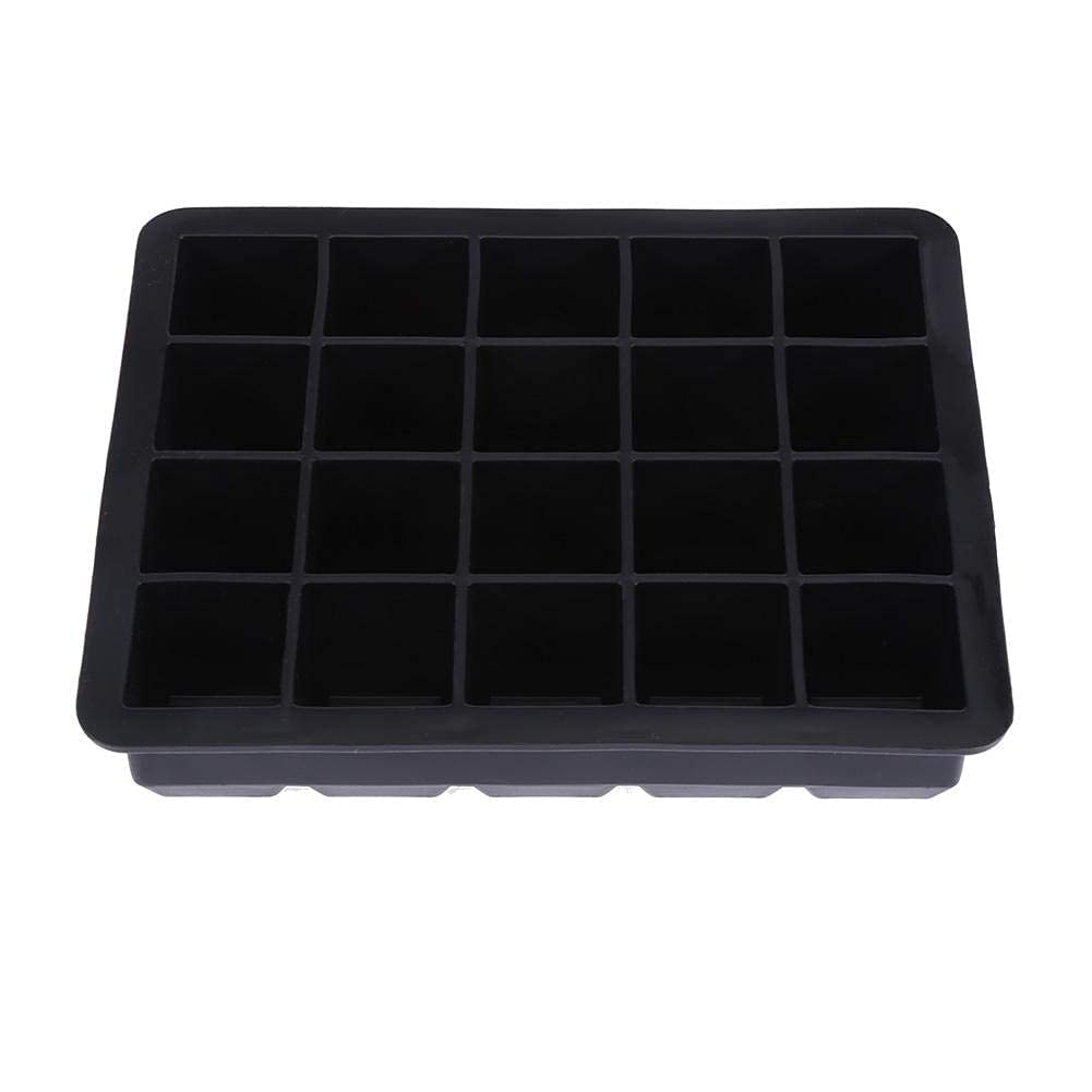 Fdit 20 Grids Silicone Tray Maker Container Bar Hotel Restaurant Household Usage(Black)