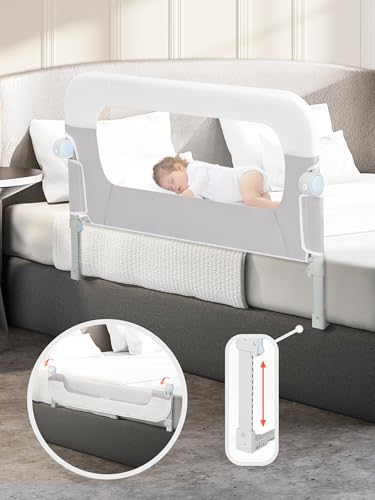 Image of BIUSIKAN Bed Rail for Toddlers, 47 inch Toddler Bed Rails with Adjustable Height, Foldable Baby Bed Rail Guard, Bed Rails for Twin, Full, Queen, King Size Bed, Safety Bed Guard Rail for Toddlers