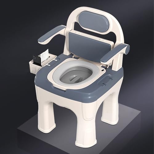 Commode Toilet Chair Drop Arm Bedside Commodes With Padded Seat And Backrest Easy To Assemble Portable Toilets for Home Use for Adults And Seniors Safer Toilet Alternative Supports 660 Lbs(Blue)