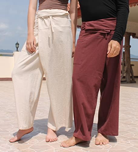 RaanPahMuang Thai Fisherman Wrap Pants - Thick Muang Cotton Unisex Plus Size Fair Trade