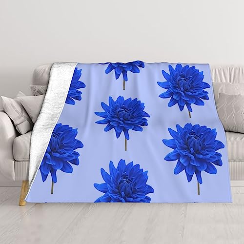 Couverture de fleurs bleues réversible et pelucheuse pour lit et canapé - 2