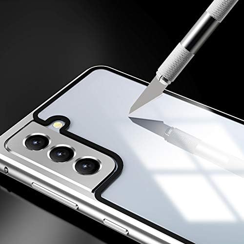 YEEHi Lockable Galaxy S21 Plus 5G Anti Peeping Magnetic Case with Privacy Screen Protector Safety Lock 360 Full Body Glass Cover Aluminium Alloy Metal Bumper Case (S21Plus, Black)