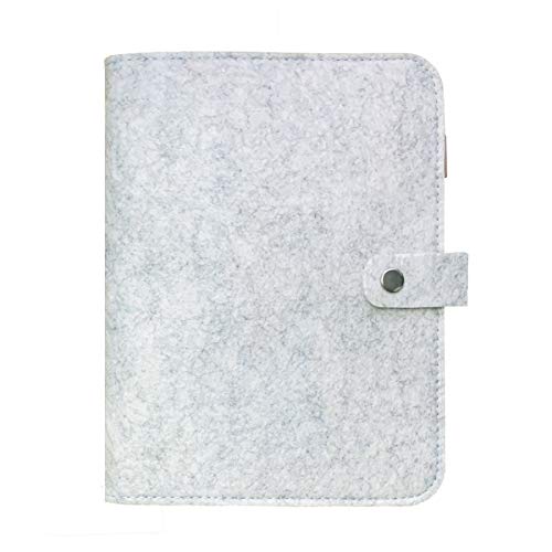 A5 Binder,A5 Personal Organizer,a5 Binder Planner Wool Felt Notebook with Pouch PVC Zip Bag, Today Bookmark Ruler, PP Plate-Harphia (Light Gray, A5 9 x 6.69'')