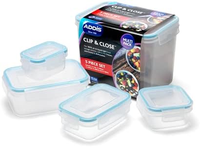 Addis 502265 Clip & Close Rectangle Food Storage Box, 4.6 Litre Multicolour