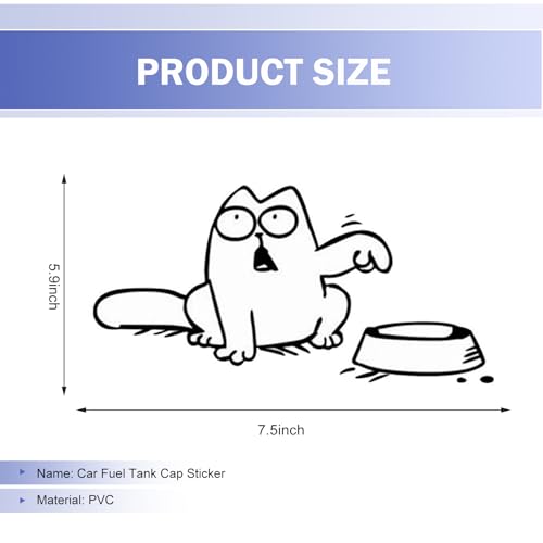 Image of Shakas Fuel Cap Sticker, Hungry Simmons Cat and Empty Bowl Cute Cartoon Decoration, Multi-function Car Window Tailgate Waterproof Self-adhesive Fun Decal, for Most Cars Trucks Laptops (Black #R)
