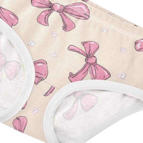Wusikd Cute Pink Bows Ribbons (2) Girls' Underwear Cotton Girls Briefs Soft Toddler Underwear 2T4