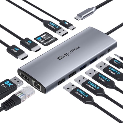 Amazon.com: USB C Docking Station UBS C Hub for Laptop Dual Monitors 14 ...