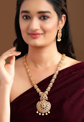 Image of Rubans American Diamond Zirconia Necklace Set Traditional Stylish Jewellery Gift for Women & Girls