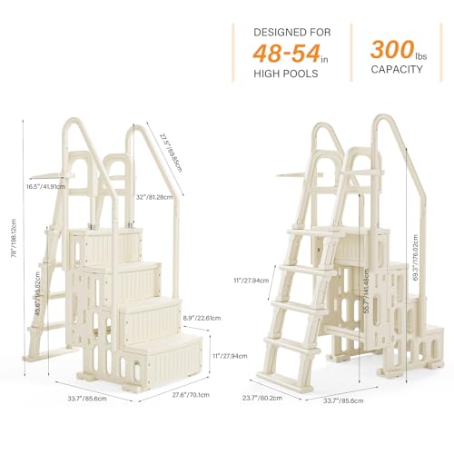 image for VINGLI 2-in-1 Pool Ladder Set, Modular A-Frame Pool Steps for Above Gr