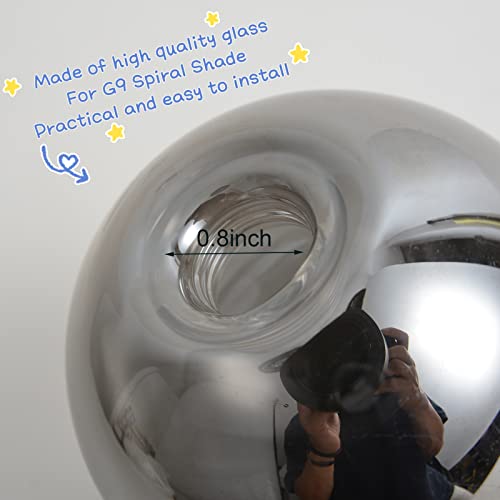 Image of Lighting Replacement Glass Lampshade 4 Inch Milky White Glass Dome Cover Round Globe 0.8 Inch Fitter for G9 Bulb Replacement (smoke grey)