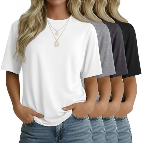 Sweetyweee 4 Pack Women's Half Sleeve T Shirts 1/2 Sleeve