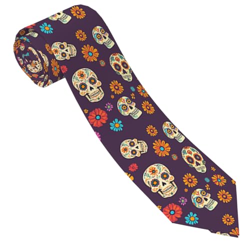 Womgela Halloween Skull Mens Ties Skeleton Dia De Los Muertos Neck Wear Tie for Formal Business Occasions Work Banquet Anniversary