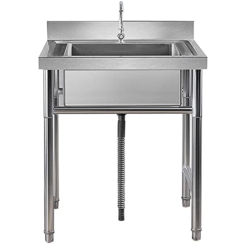 Évier de cuisine vertical inox autoportant pour restauration 60x60x90cm