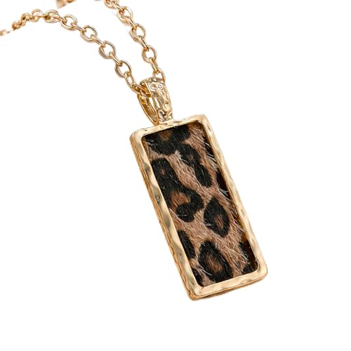 VIEKYBUTTY Leopard Print Jewelry Necklace Gifts for Women Daily Casual Yellow Gold Pendant