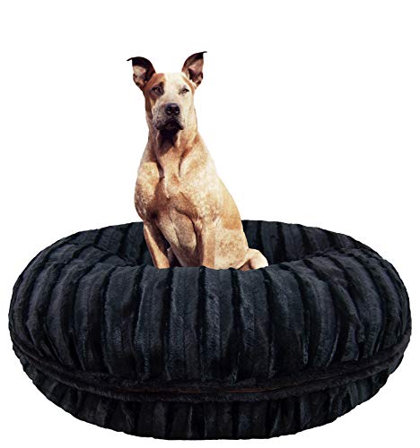 Bessie and Barnie Bagel Dog Bed - Extra Plush Faux Fur Dog Bean Bed - Circle Dog Bed - Waterproof Lining and Removable Washable Cover - Calming Dog Bed - Multiple Sizes & Colors Available
