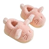 Vuncio Chaussons Fermée Fille Hiver Chaud Peluche Confort Mignon Chat Pantoufle Enfant Garcon Chaude Coton Animaux Chic Antidérapant Chambre Maison Décontracté Chaussure (35, Rose)