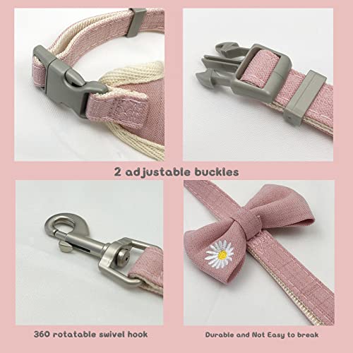 JCOLUSHI Cat Vest Harness and Leash Set, Cute Pink Bowtie with Flower, Mesh Breathable for Walking Escape Proof… - Image 4