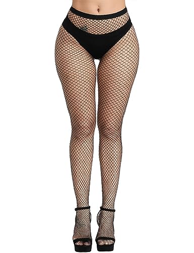Fishnet Stockings For Women With Stretch Waistband,Fishnets With Reinforced Toes, Fishnet Tights With High Elastic