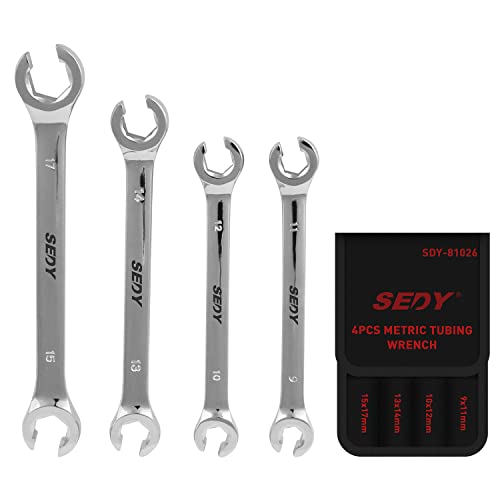 4-Piece Flare Nut Wrench Set - SAE Brake Line Wrench...