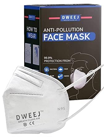 MNU Dweej Cotton 5-Layer N95 Mask with Melt Blown Filter, ISO, CE, SITRA Certified PM2.5 Filtration Anti Pollution Reusable N95 Masks For Men & Women, White, Free Size, (Pack of 10)