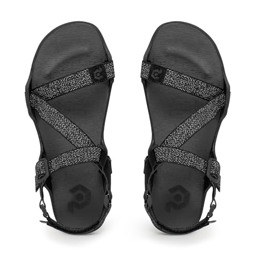 Pulltop Men's Wide Barefoot Sandals - Minimalist | Zero Drop | Ultralight Trail Running Hiking Sandals Adjustable Black Size 123