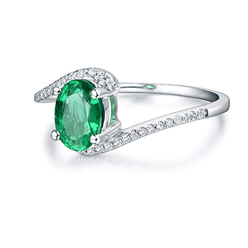 Ficha técnica Anillos Mujer Compromiso Anillo Vintage Oro Blanco 18K 0.75ct Esmeralda Diamante Bandas para el Día de la Madre Talla 15 - Fernando Cortés