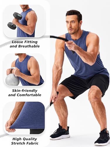 Image of PINSPARK Men's Tank Tops Quick Dry Summer Workout Muscle Shirt Athletic Casual Sleeveless Shirts for Bodybuilding Beach Gym