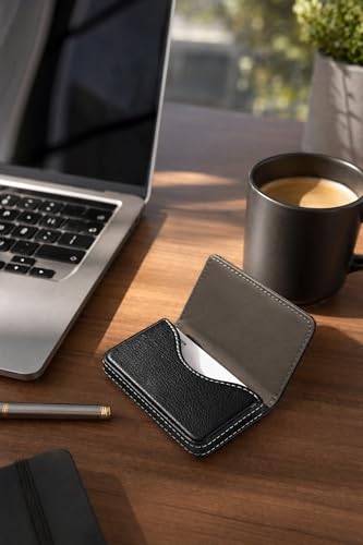 GrueGard Visitenkartenetui PU Leder, Herren Business Card Holder Etui, Slim Visitenkarten Behälter Case für Damen (Rot, 9.6 * 6.5 * 2cm*1)