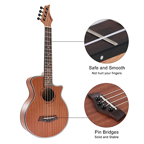 Vanphy Tenor Ukulele For Beginners, Professional Ukulele For Kids, Ukelele 26" Adult Starter Bundle Kit, Hawaiian Uke With Gig Bag, Digital Tuner, Strap, Aquila String, Picks, Cloth (Sapele) #TOP2