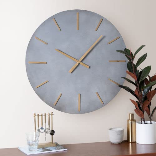 Cooper Classics Adalynn Stone Grey And Gold 32-Inch Wall Clock #TOP9