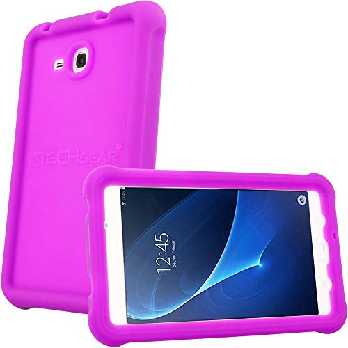 TECHGEAR Coque Bumper pour Samsung Galaxy Tab A 7.0 Pouces 2016 (Séries SM-T280) Coque de Protection Caoutchouc Résistante aux Chocs avec Bords et Coins Renforcés + Film de Protection [Violet]
