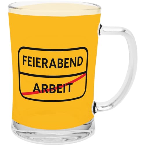 GRUSS & CO Geschenkset mit Motivdruck Feierabend | Enthält 1 Bierglas und 1 Untersetzer mit Flaschenöffner-Funktion | lustiges Geschenk, Männergeschenk | 48925