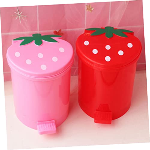 Bote de basura pequeño rojo para escritorio con tapa miniatura 6