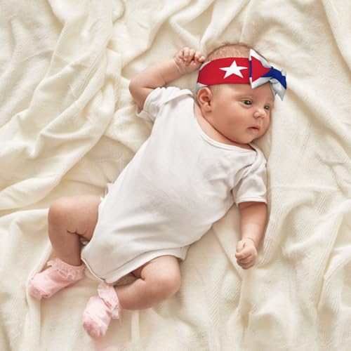 Soft Cuban flag Baby Headband with Knot Bow for Infants Stretchy and Stylish Turban Hairband4