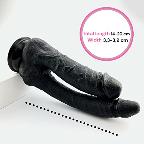 Schwarz Dildo Doppeldilos Sexspielzeug Für Lesben Silikon Wasserresistent Doppel Doppelseitiger Dildo Für Frauen Sextoy Dong Long D27 – Bild 3