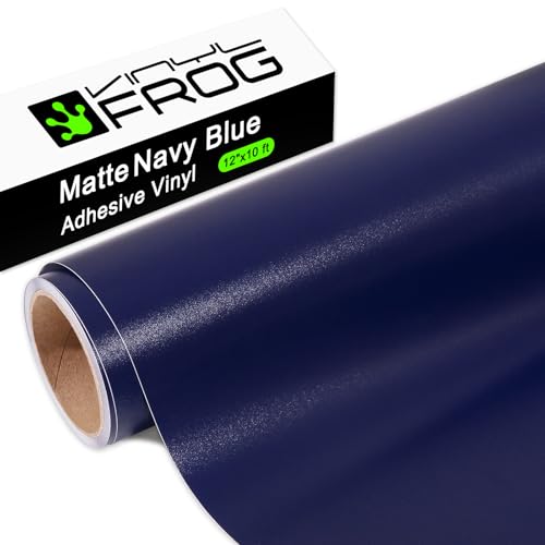 VINYL FROG Navy Blue Adhesive Vinyl Roll 12 x10ft Matte Blue Permanent Vinyl for Home Decor Mug Car and Other Stickers