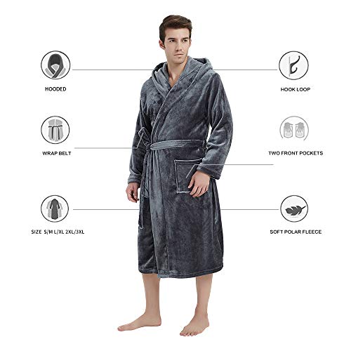 U2Skiin 1908 Mens Fleece Hooded Robe Plush Bathrobe thumb #4