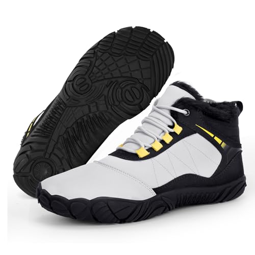 Winter Snow Boots for Women Men Hike Barefoot Shoes Minimalist Winter Snow Boots Zero Drop & Wide Toe Box & Waterproof Fur Lining Snow Booties Warm Hike Shoes