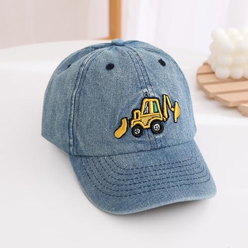 Cute Embroidery Excavator Kids Baseball Cap Adjustable Cotton Washed Vintage Cowboy Hat for Boys Girls Age 2-82