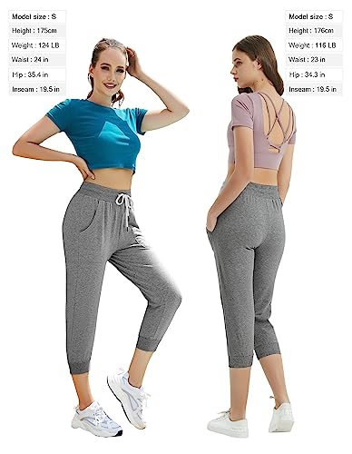 SPECIALMAGIC Women's Sweatpants Capri Pants Cropped Jogger Running Pants Lounge Loose Fit Drawstring Waist with Side Pockets4