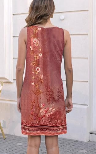 Image of Disamer Womens Summer Dress 2026 Casual Button Down V Neck Sleeveless Boho Floral Beach Sundresses Vacation A-Line Dresses