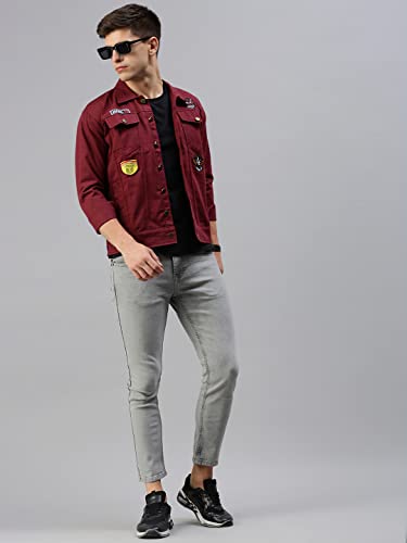 VOXATI Men's Denim Jacket XL Maroon - Image 7