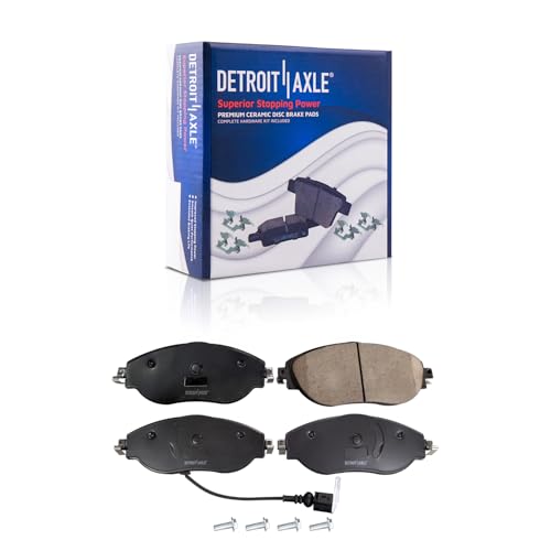 Image of Detroit Axle - Front Brake Pads for Volkswagen Arteon Jetta GTI Golf R CC Audi A3 Quattro Q3 S3 Ceramic Brake Pads with Hardware Replacement